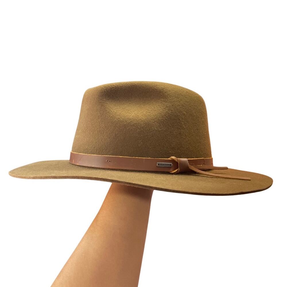 Brixton MESSER FEDORA Unisex Brown Felted Wool Faux Leather Band SZ L NWT Flaw